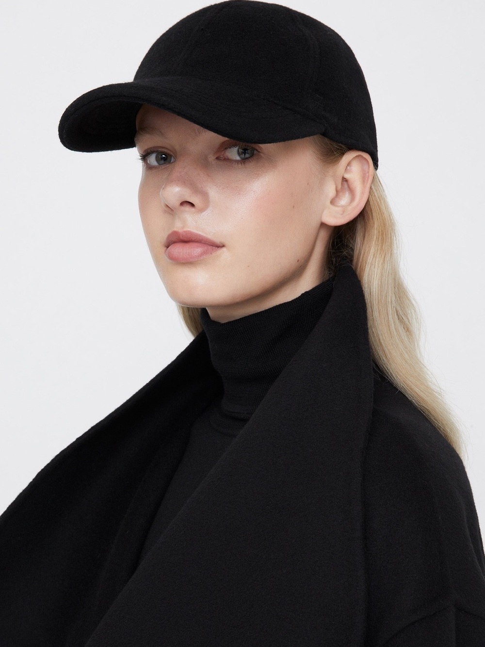 Toteme Black Wool/Cashmere Double Baseball Cap